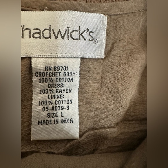 Chadwicks Crochet Top Midi Dress in Brown and Tan size L - Picture 3 of 4